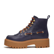 Women's Stone Street Platform Kiltie Boot by Timberland – 8.5, Leather, Dark Blue Full Grain