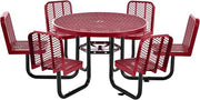 46" Round Carousel Picnic Table with 6 Seats by Global Industrial – 46" Dia. x 29"H, Metal, Red, Model 277590RD