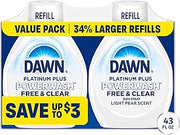 Dawn Powerwash Spray Refill, Dish Soap, Dishwashing Liquid, Free & Clear, 2 Refills, 43 Fl Oz