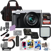 Panasonic ZS99 Digital Camera (Silver) Bundle + Accessory Package with 64GB Memory, LED Light, U-Grip, Case, Extra Battery, Software & More (22 Items)