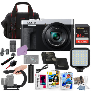ZS99 Digital Camera (Silver) Bundle + Accessory Package with 64GB Memory by Panasonic – Silver, Pack of 22, Model BH52-ZS99SIL-71626