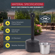 Cigarette Butt Receptacle by Justrite – 1 Gallon, Polyethylene (PE), Black, Model 26806D