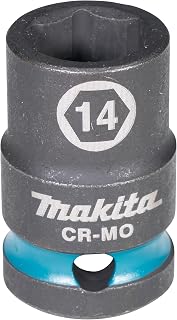 Makita E-16106 Impact Black Impact Socket 1/2" SW14 Short, Chrome-Molybdenum, 38 mm Long, Pack of 1