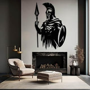 Modern Minimalist Art Metal wall Decor Spartan Warrior Art,Helmet Greek Soldier,Ancient ation,Living Room Office Hanging (Black,30"x20"/76x51cm)
