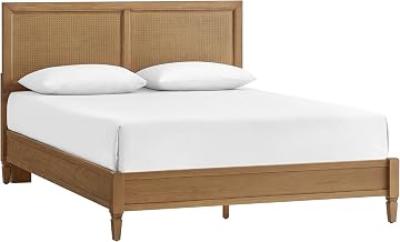 Crosley Furniture Traditional Katia Queen Size Rattan Bed Set, Headboard, Footboard, Rails, Driftwood