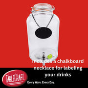 Glass Beverage Dispenser by Tablecraft – 2.5 gallons, Glass, Clear, Model BDG2000