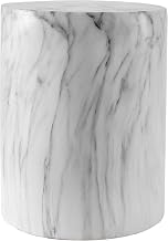 JONATHAN Y Troy Faux Marble Cylinder Accent End Table 17", Black/White