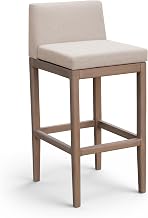 Meridian Furniture 33027Beige-C Solace Collection Modern | Contemporary Outdoor Patio Bar Stool with Water and Stain Resistant Performance Fabric, Solid Acacia Wood, 17.5" W x 19.5" D x 40" H, Beige