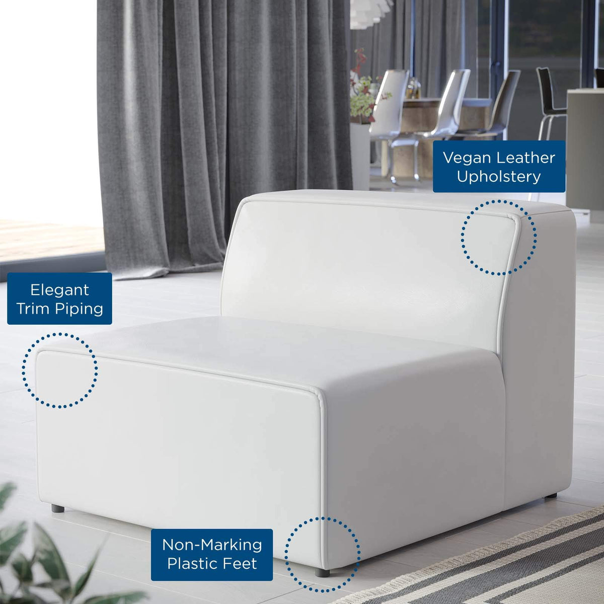 Modway White / Armless Chair / Contemporary Sofas & Couches