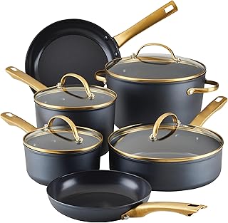 Farberware Forged Induction Ceramic Nonstick Cookware Set, 12 Piece, Black