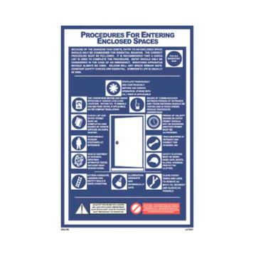 Procedures for Entering Enclosed Spaces Poster, 1 Pack by Datrex – 1"L x 17"W x 1"H, Vinyl, Model Lc1007G