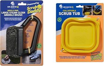 Mr. Bar-B-Q Bristle Free Griddle Brush Plus Scrub Tub Bundle | Powered by Scrub Daddy