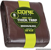 Core Tarps Heavy Duty 8 Mil Tarp Cover, Waterproof, UV Resistant, Rip and Tear Proof, Poly Tarpaulin with Reinforced Edges for Roof, Patio, Pool, Boat. (Brown/Black 10′ X 12′)