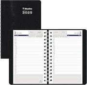 Blueline 2025 DuraGlobe™ Daily Appointment Book, 12 Months, January to December, Twin-Wire Binding, 8" x 5", Black (C210.21T-25)