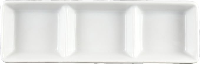 ARG-D3 Signature Tri Sauce Dish (1-1/2 oz. per Well), 2-1/4"X7-1/4", Porcelain White (Pack of 36)