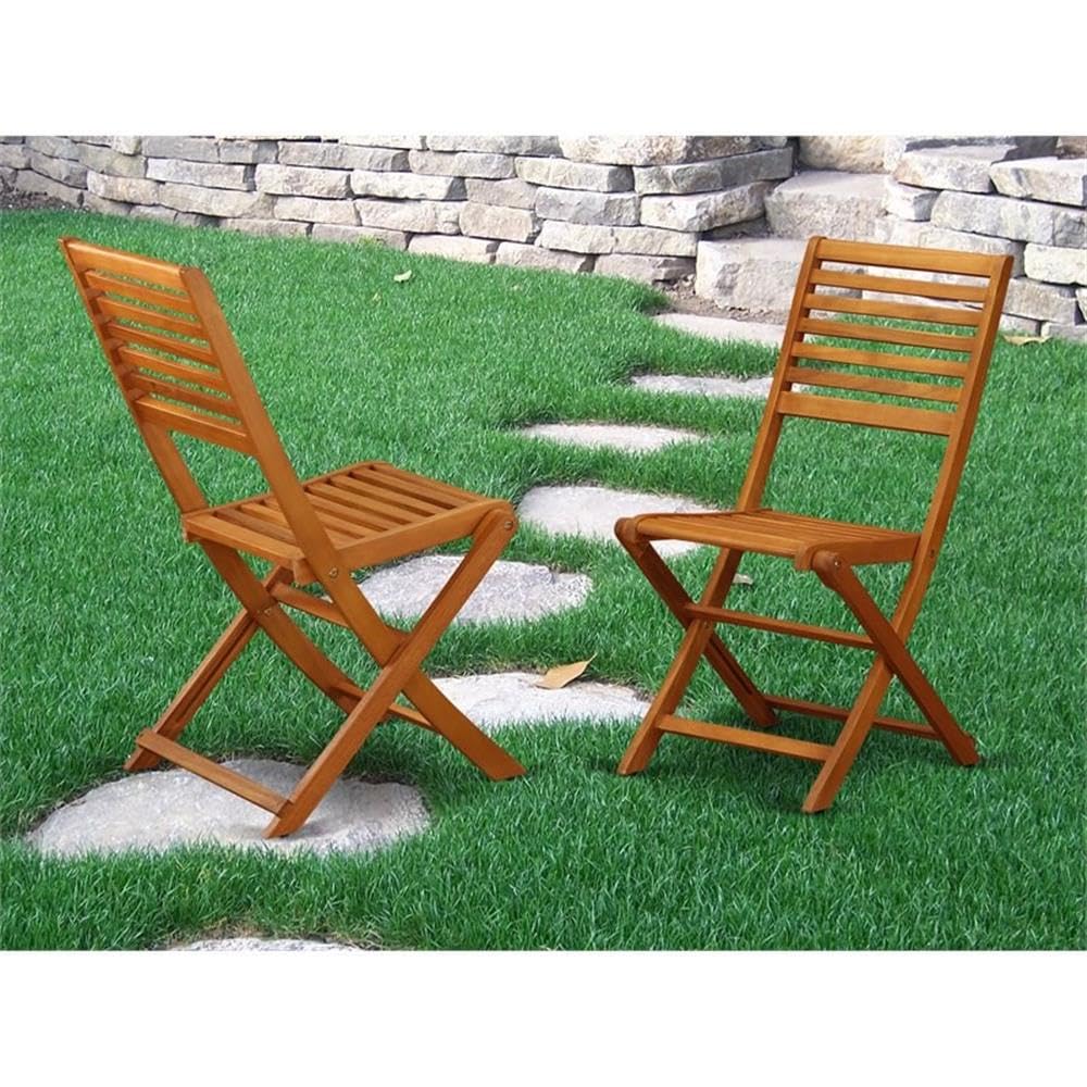 East West Furniture Natural Oil / BBSCWNA / Set of 2 Patio Dining Chairs