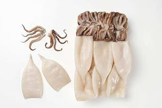 Pana Pesca Fully Cleaned Todarodes Raw Squid Tubes and Tentacles - 3/5 inch Tubes, 2.5 Pound -- 4 per case.