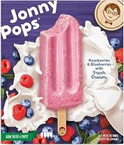 JonnyPops Raspberries Blueberries and Cream Smoothie Pops, 2.06 Fluid Ounce - 4 count per pack -- 6 packs per case.