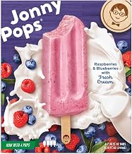 JonnyPops Raspberries Blueberries and Cream Smoothie Pops, 2.06 Fluid Ounce - 4 count per pack -- 6 packs per case.