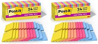 Post-it Super Sticky Notes, 3-inch x 3-inch, Summer Joy Collection, 70 Sheet/Pad, 24 Pads/Pack (654-24SSJOY-CP) (Pack of 2)