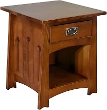 Starlight Canyon Home Solid Oak End Table with Mission Style Keyhole Detail, Quarter Sawn Side Table for Living Room Bedroom, Michael's Cherry