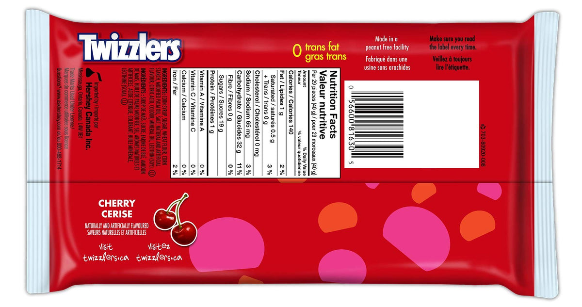 Nibs Cherry Flavored (400g / 14oz per pack) by Twizzlers – 14 Ounce (Pack of 1), Red