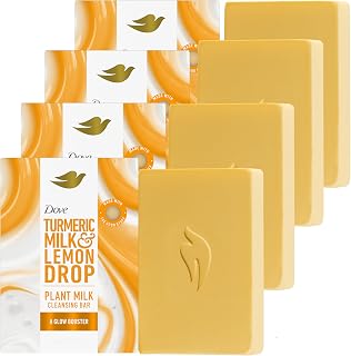 Dove Plant Milk Cleansing Bar Soap Turmeric Milk & Lemon Drop 4 Count 5 oz