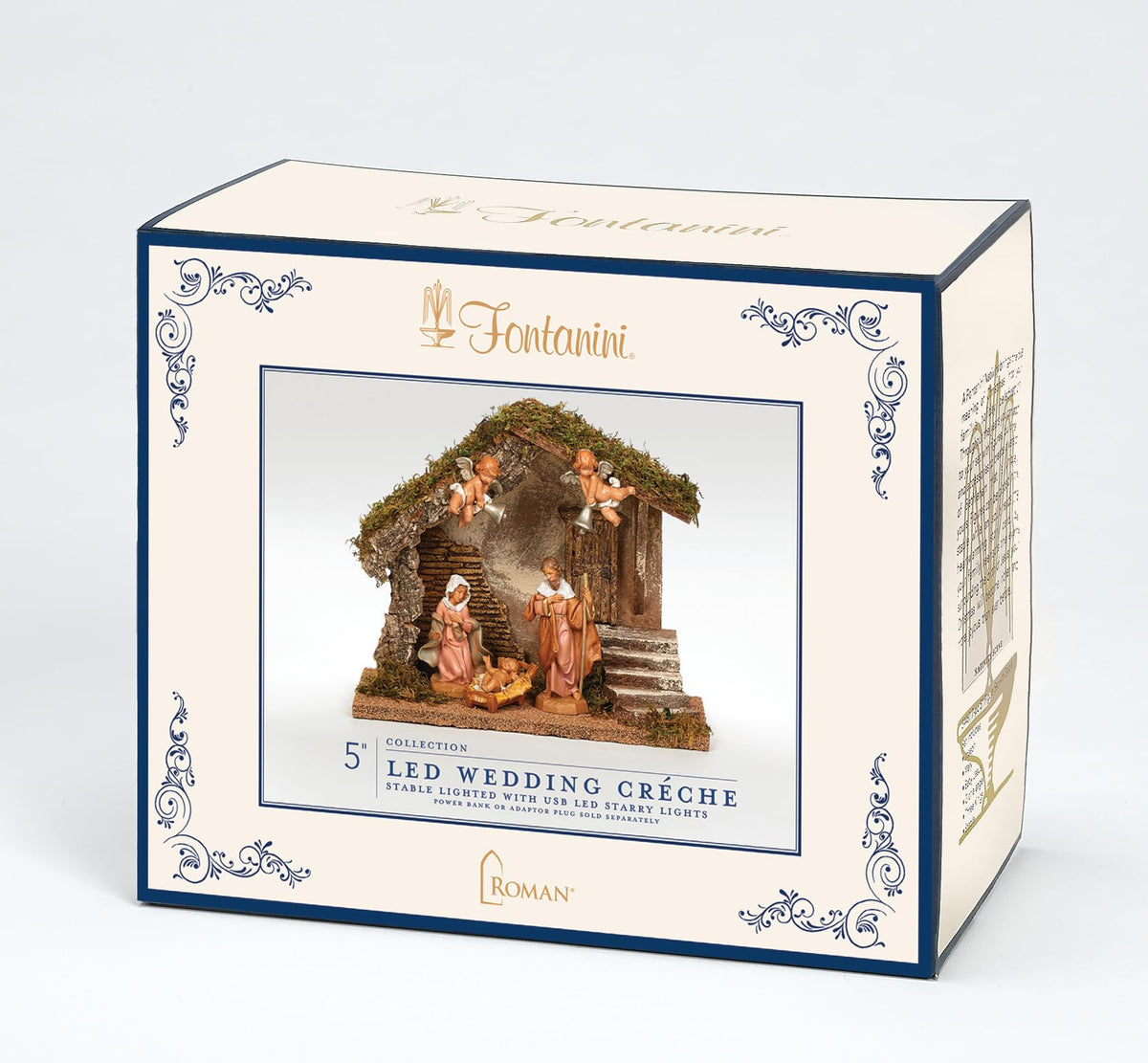 by Roman 5pc Lighted Wedding Nativity Set by Fontanini – Natural Wood, Moss, Bark, Polymer, Multicolor, Pack of 5, Model 54420