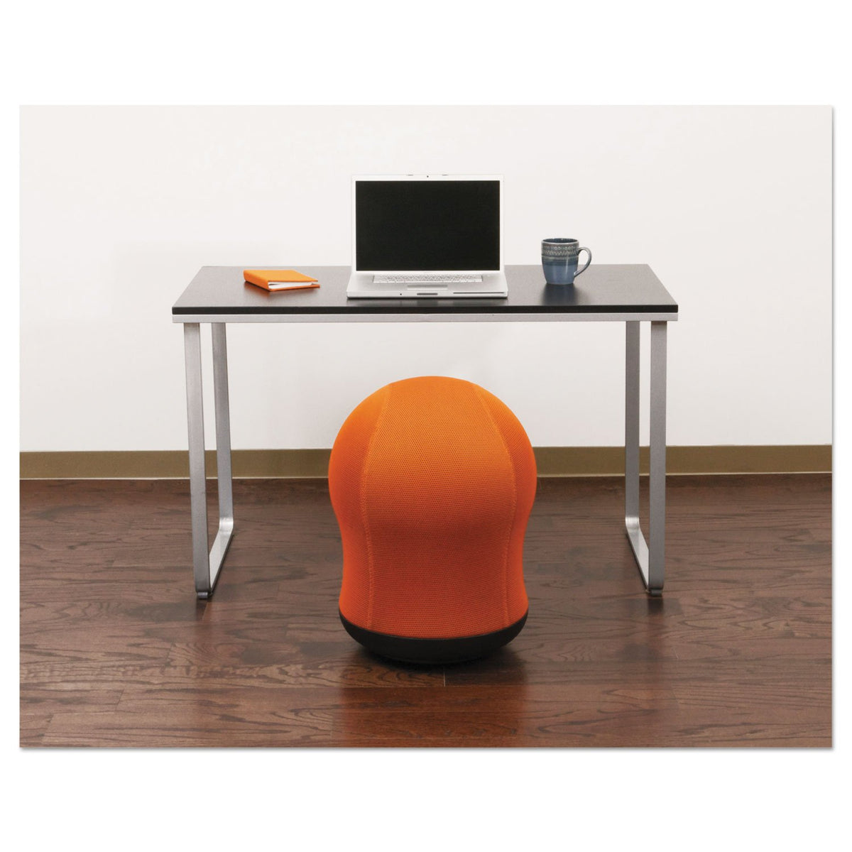 Zenergy Swivel Ball Chair by Safco – 23"H, 360-Degree Turn, Alloy Steel, Orange Mesh, Model 4760OR