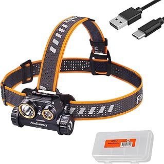 Fenix HM65R Rechargeable Headlamp, 1400 Lumens Dual Beam LED HeadLamp with USB-C Charging, IP68 Waterproof, Lightweight Design for Running, Hiking, Camping, and Work, with Lumentac Organizer