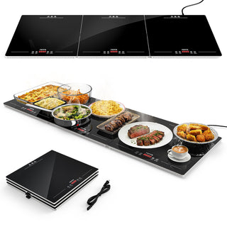 FEPPO Electric Warming Tray, 3-Panel Modular System, Deep Black