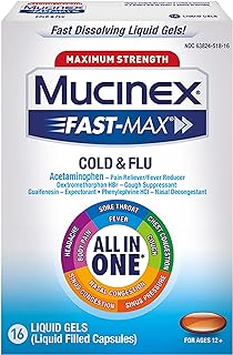Mucinex Maximum Strength Fast-Max Cold & Flu All-in-One Liquid Gels, 16ct (Packaging May Vary)