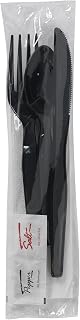 Georgia-Pacific Dixie Wrapped Cutlery, 6-Piece Kit, Fork, Knife, Spoon, Napkin, Salt And Pepper, CH56NSPC7, 250 Kits per Case,Black