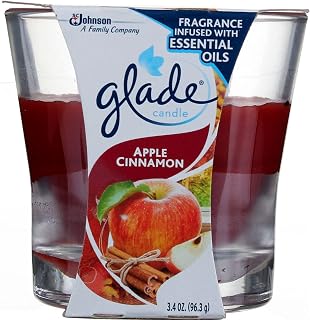 SC Johnson Glade Candle Apple Cinnamon Scent Jar 3.4 Ounce - 6 Pack