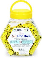 Learning Resources Hands-On Soft Dot Dice Bucket, Classroom or Homeschool Supplies, Set of 200, Ages 3+