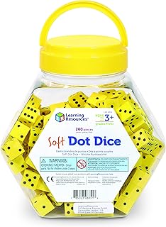 Learning Resources Hands-On Soft Dot Dice Bucket, Classroom or Homeschool Supplies, Set of 200, Ages 3+