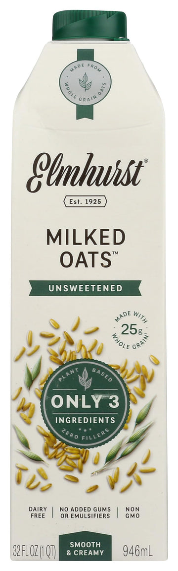 Milk Oat Unsweetened, 32 Fl Oz by Elmhurst – 32 Fl Oz (Pack of 1), Model 0018944000505