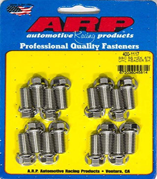 Header Bolt Kit (6pt.3/8 x .875 UHL (16)) by ARP – 7.00 x 5.00 x 0.20 in", Polished, Pack of 16, Model 400-1117