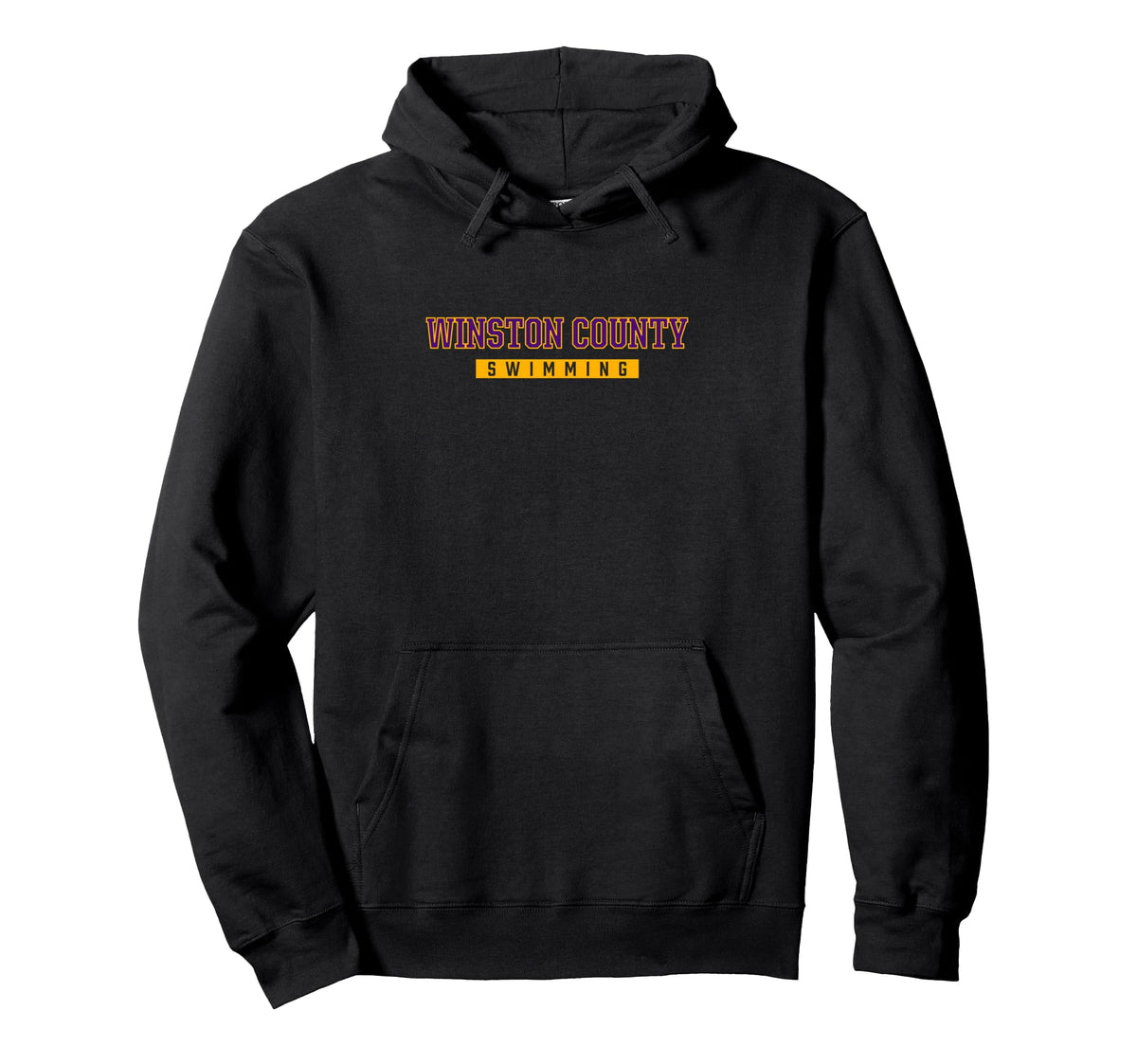 Winston County High School Swimming Pullover Hoodie by Winston County Yellow Jackets – Polyester, Black, Model CK3D146H57W