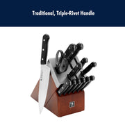 Solution Razor-Sharp 14-pc Self Sharpening Knife Block Set by HENCKELS – 14-pc, Stainless Steel, Brown, Pack of 14, Model 1025358
