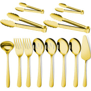 Gisly Serving Utensil Set, 12 Piece Stainless Steel, Golden
