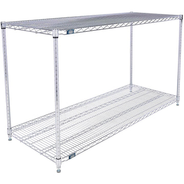 ESD, 2 Tier, Wire Shelving Starter Unit, 60"W x 24"D x 34"H by Nexel – 2, Steel, Chrome, Model 24603ESD2