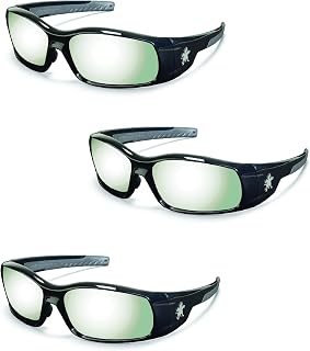 MCR Safety Crews Swagger SR117 Safety Glasses, 3 Pair (Silver Mirror Lens/Black Frame)