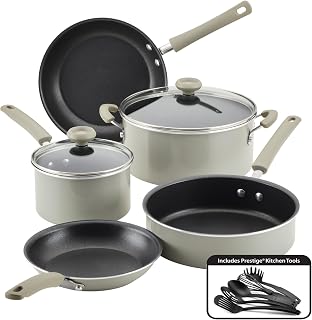 Farberware DuraStrong Nonstick Cookware/Pots and Pans Set, 12 Piece - Gray