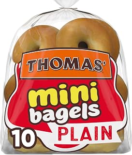 Thomas', Plain Pre-Sliced Mini Bagels, 10 Count