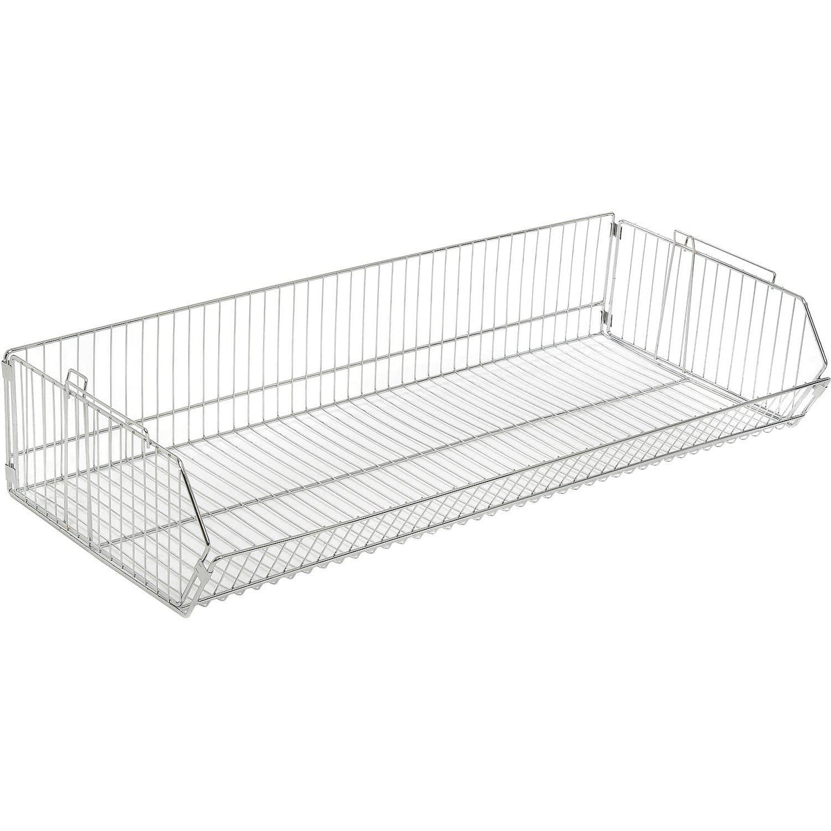 Stackable/Interlocking Wire Storage Bin by Global Industrial – 20"L x 48"W x 9"H, Steel, Chrome, Model 832124
