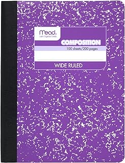 Mead Composition Notebook, Wide Ruled Paper, 7-1/2" x 9-3/4", 100 Sheets, Purple Marble (09918BA7)