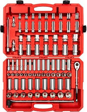 TEKTON 1/2 Inch Drive Shallow and Deep 12-Point Socket and Ratchet Set with Case, 83-Piece (3/8-1-5/16 in., 10-32 mm) | SKT25316