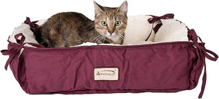 Armarkat 2-in-1 Cat Pet Bed & Fleece Cat Mat, Burgundy/Ivory, 16" L x 16" W x 6" H (C06HJH/MB)