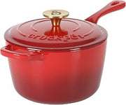 Crock-Pot 3-Quart European Enameled Cast Iron Saucepan with Lid – Gradient Red, Durable Oven Safe Cookware